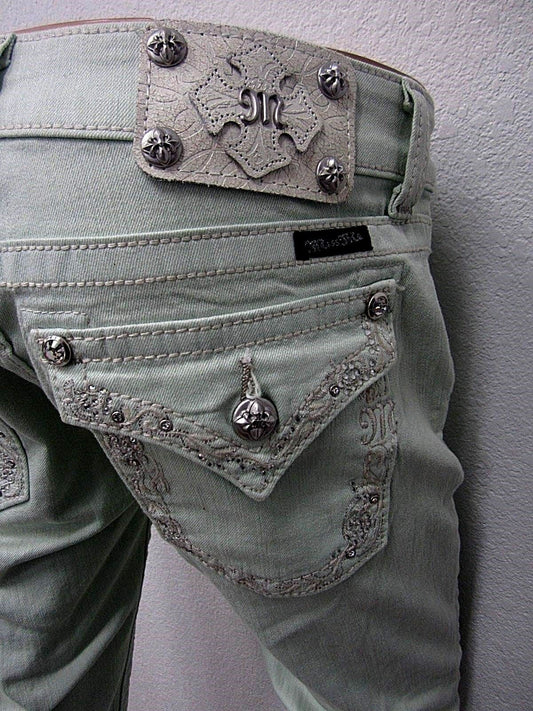 NWOT MISS ME SKINNY NEW JP5709S5 Flap Low Rise Jeans Honeydew Sz 28 X 26 Jeans