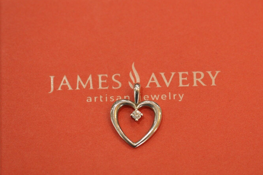 VERY NICE James Avery Sterling Silver Heart with Diamond Pendant