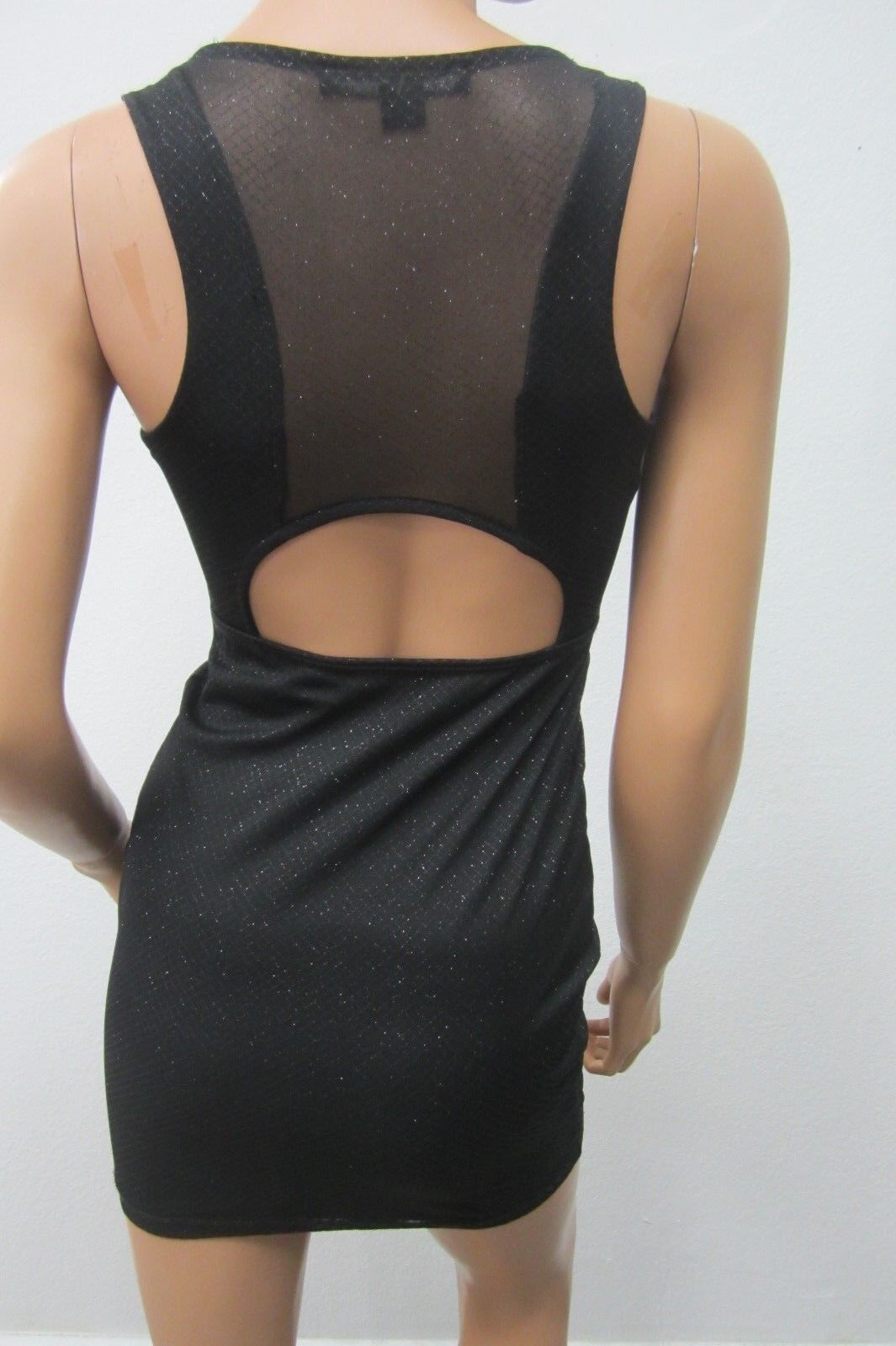 *SUPER SEXY*  Forever 21 XXI BLACK SEQUIN Sleeveless BODYCON MINI Dress Size S/P