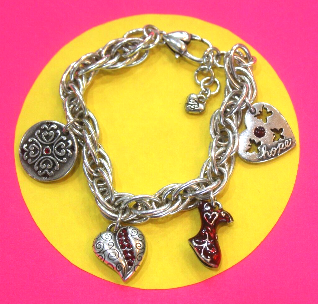 BRIGHTON Go Red Charm Courage Love Hope Dream Bracelet - MINT CONDITION