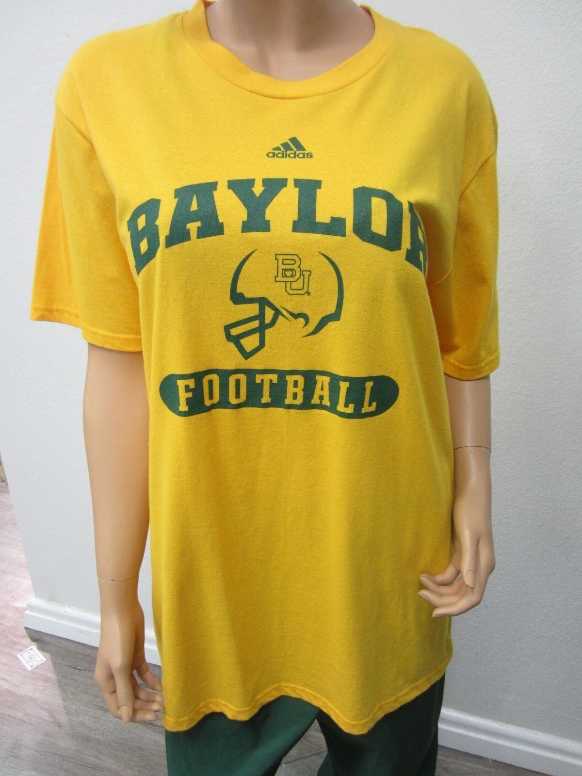 NEW  Baylor University Unisex NCAA Adidas The Go-To Tee T-Shirt Yellow Size L