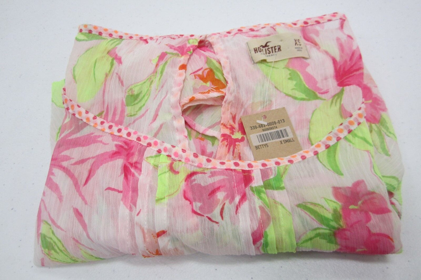 NWT  HOLLISTER WOMENS SUPER CUTE CHIFFON SHEER  BLOUSE SZ XSMALL