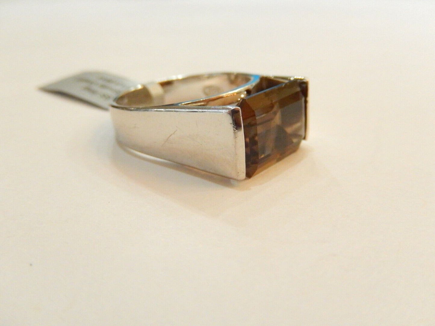 SETA DESIGNER SILVER 925  REAL 6.00 CT Smoky Quartz STATEMENT RING Size 10.25