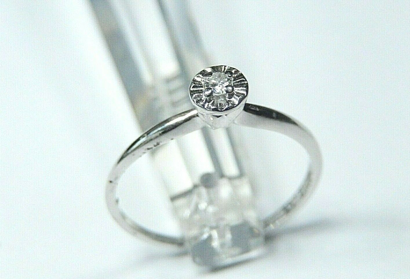 *NWT* Solid 14K White Gold Diamond Solitaire Engagement Ring Size 8.25