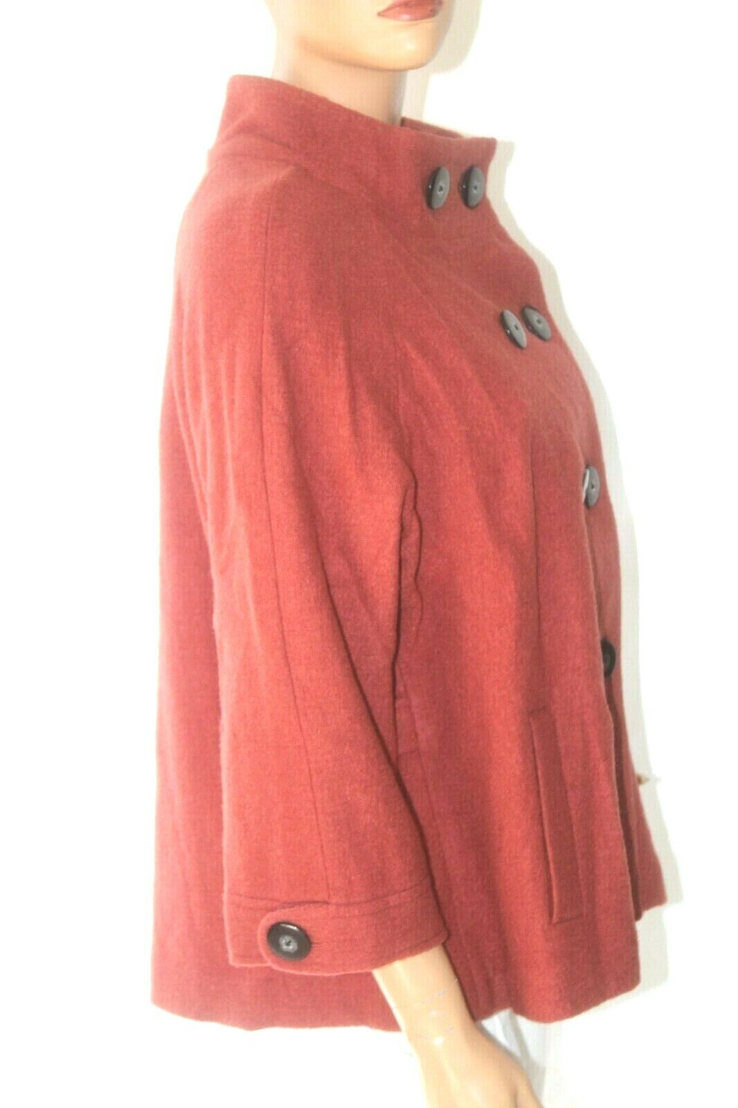 *NWT* $228. Chico's 100% Wool Rust Double Breasted Pea Coat  Blazer Jacket Sz 2