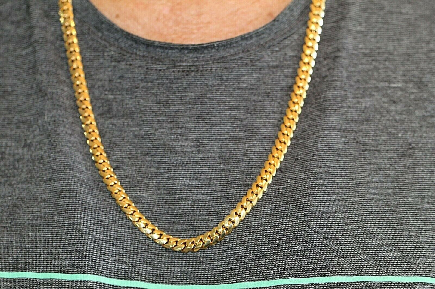 10K Yellow Gold Solid Mens 7mm Miami Cuban Link Necklace Box Clasp 26" - 103.4gm