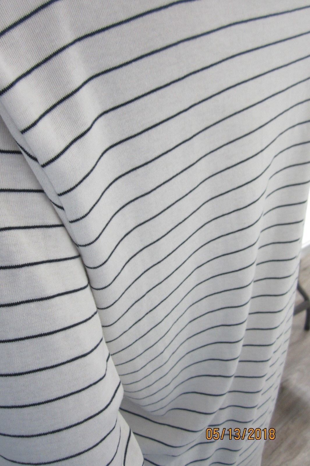 NICE RALPH LAUREN - White/Navy Stripe 100% Cotton  PULLOVER TOP Size Large