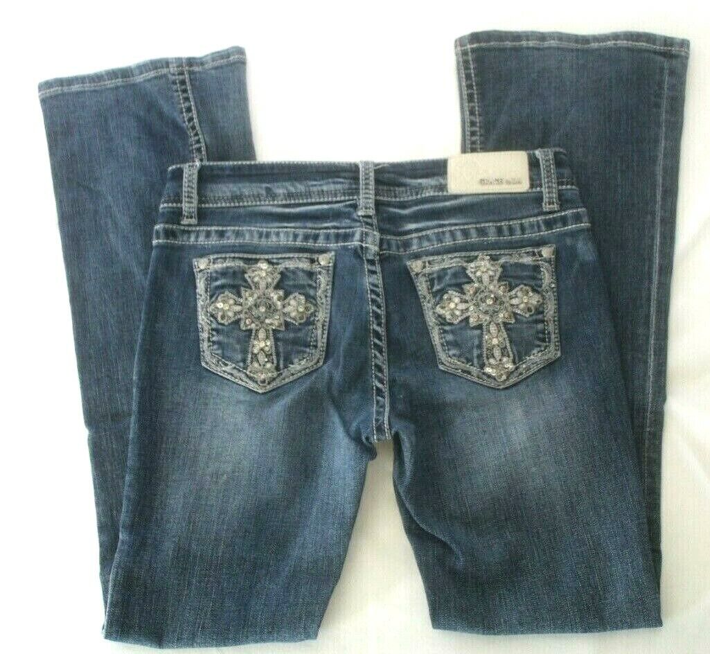 *NWOT* Grace in LA Women Cross Embellished Embroidered Bootcut Stretch Jeans W28