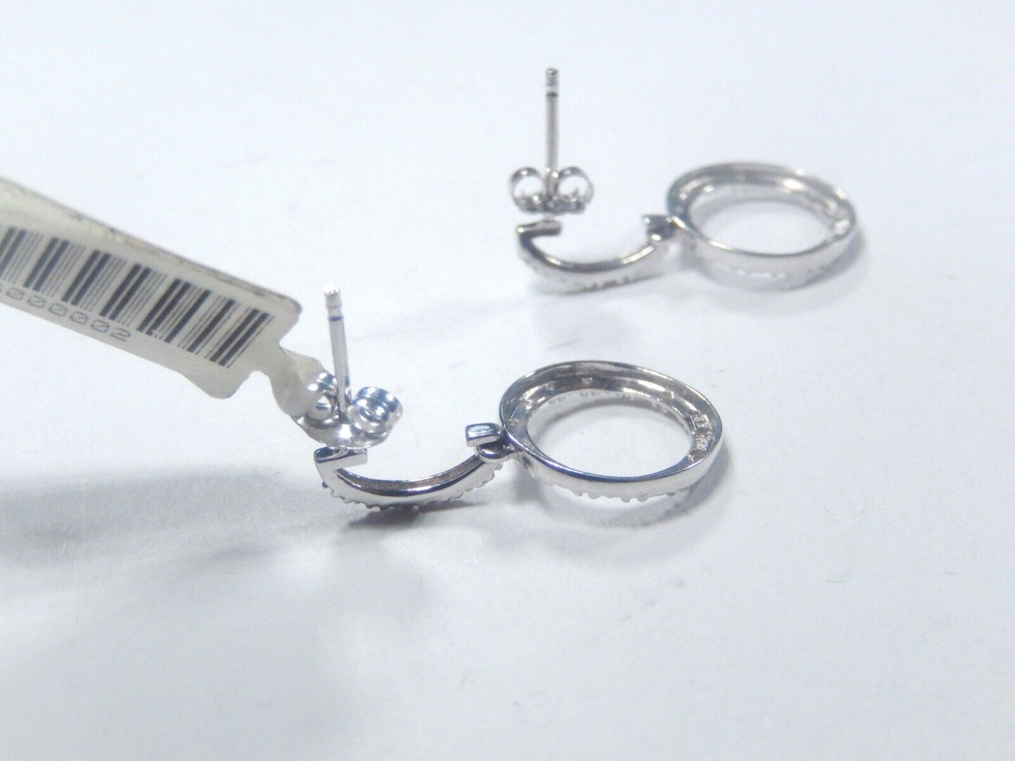 10K White Gold 1/3ct Cluster Diamond Dangle Earrings