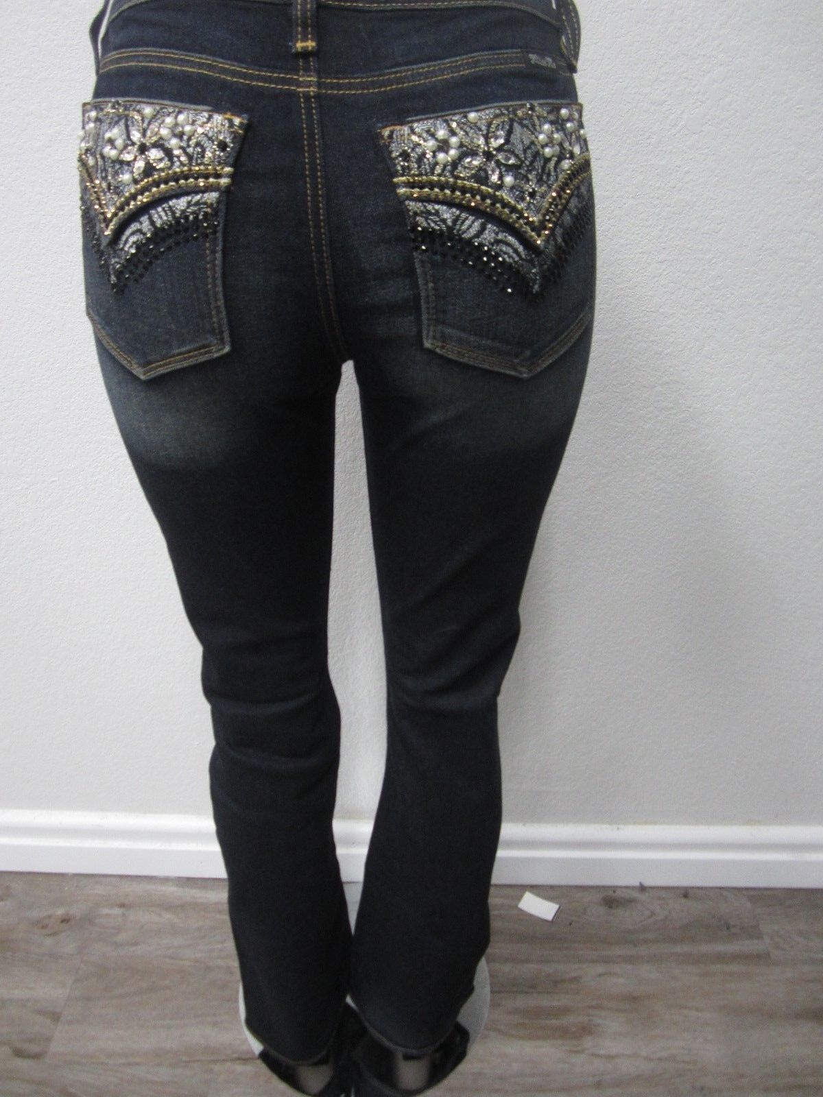 NWT Miss Me Very Cute Faux Flap Pocket Embellished Jeans - Boot Cut M3024B 29x34