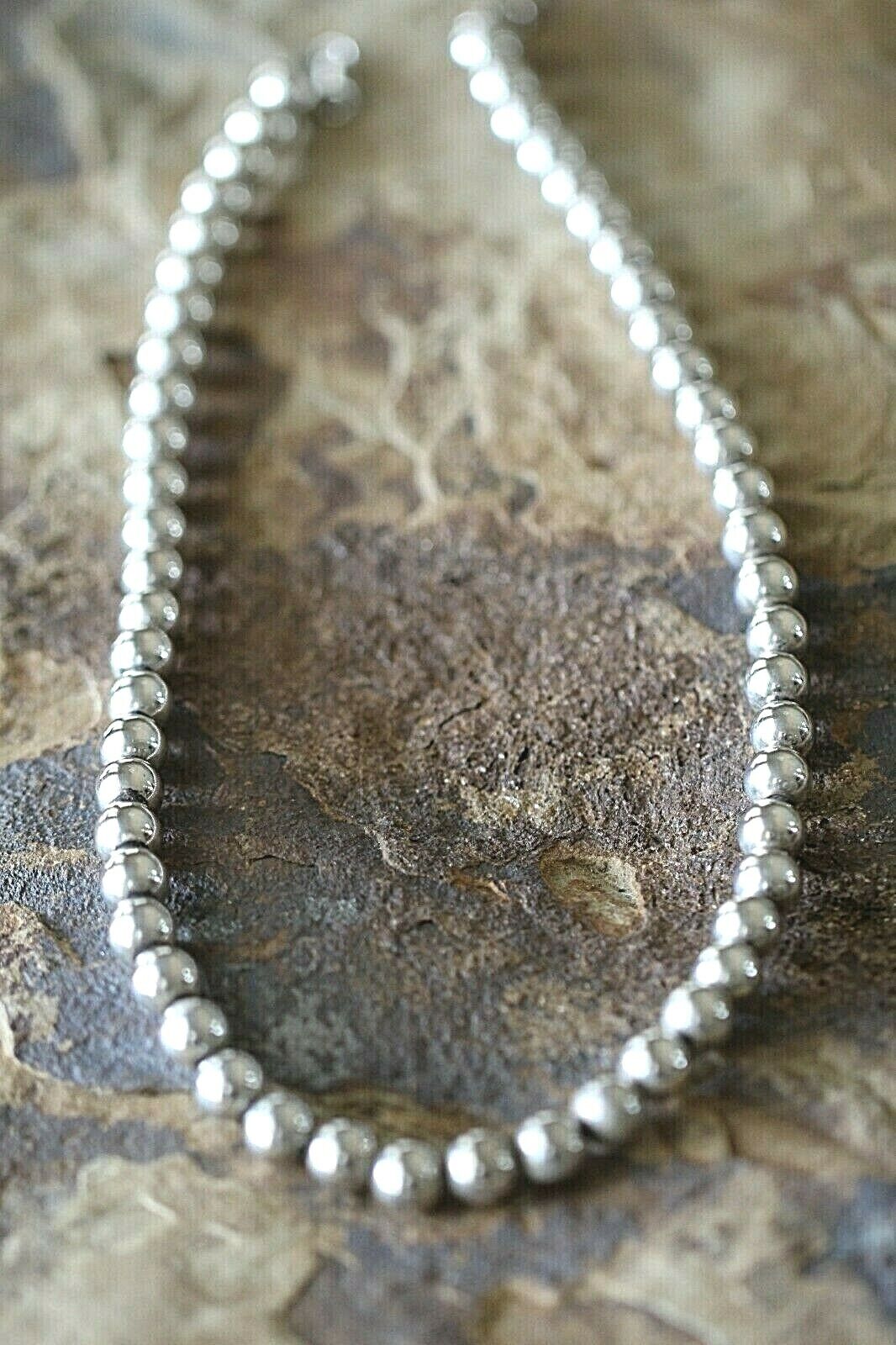 *VINTAGE* Indian Pearl Sterling Silver 925 Sliding 8mm Bead Necklace 18"- 28.3gm