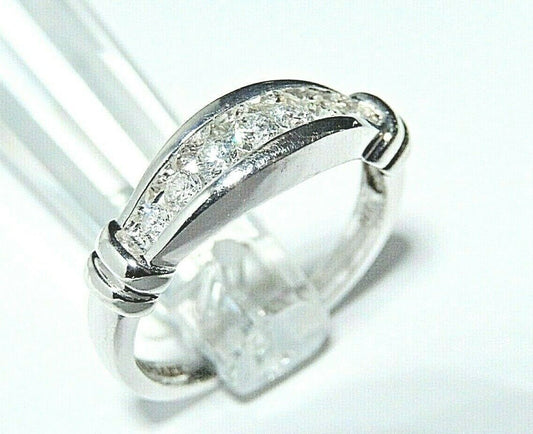 *NWT* 14k White Gold Men / Women Channel Set .50 Ct VS Diamond Band Size 7.5