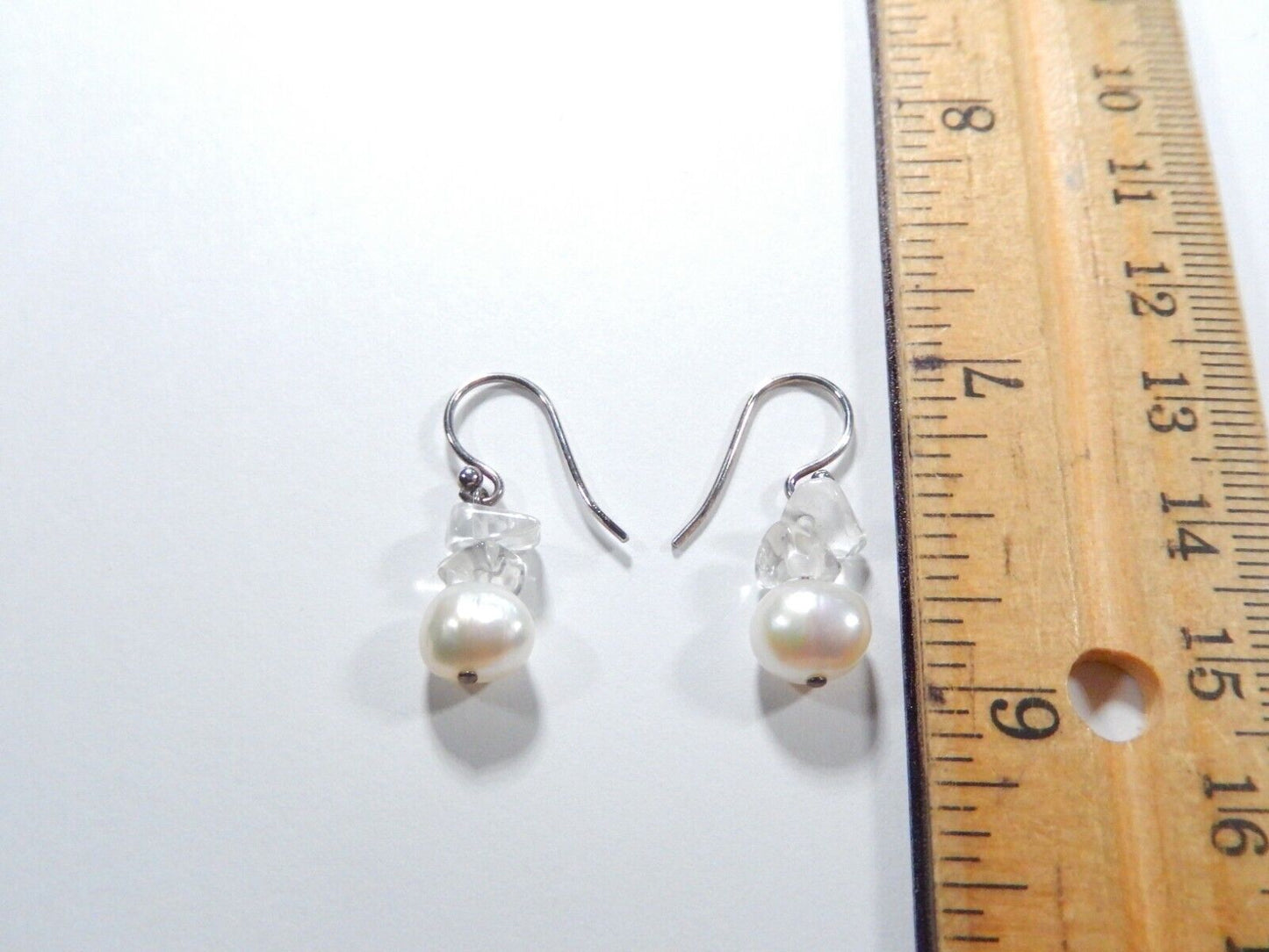 Sterling Silver 8.5mm Cultured Pearl Dangle Hook Earrings