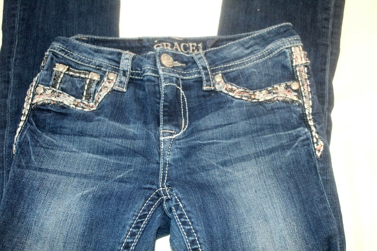 *NWOT* GRACE IN LA Womens Bling Jeans "SUPER CUTE"  Jeans Boot Cut W26 x L28"