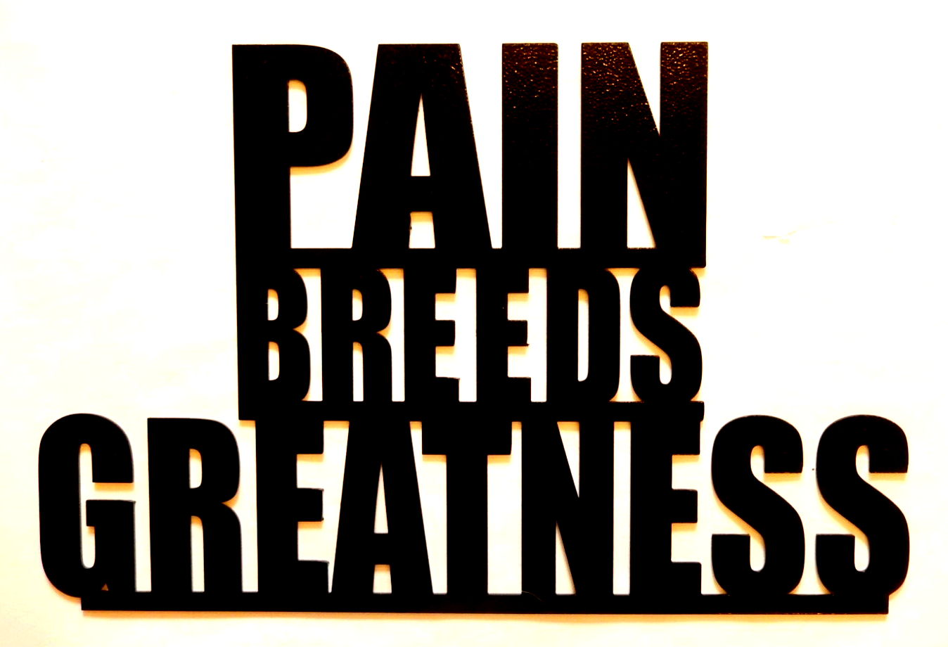 ~NEW~  14ga. "PAIN BREEDS GREATNESS" Black Metal Wall Art 14"x9"