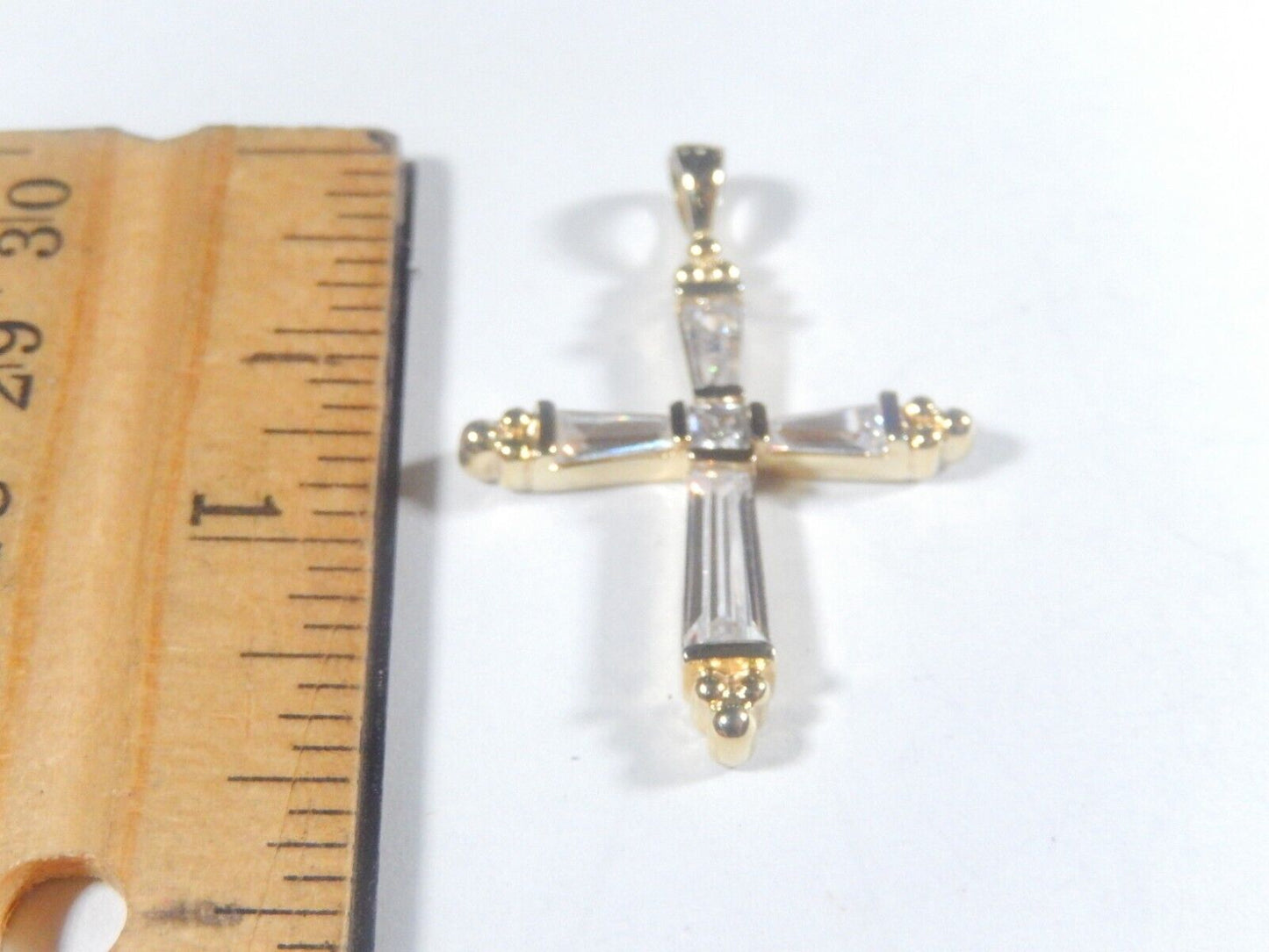 Vermeil Gold Over Sterling 925 Silver Cross CZ Pendant