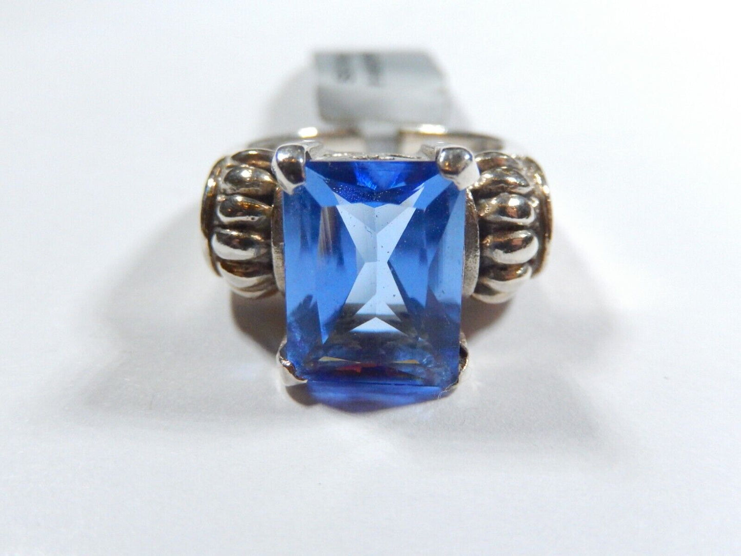 *VINTAGE*  Art Deco 925 Sterling Silver 10.0 CT Tanzanite Lab Ring Size 7