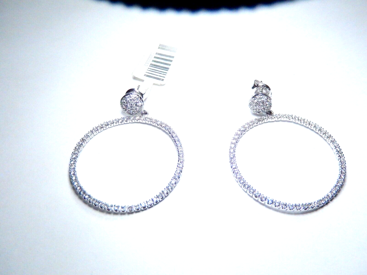 *NWT* 14K White Gold LARGE 32mm 1.50Ct Round 150 VS NaturalDiamond Hoop Earrings