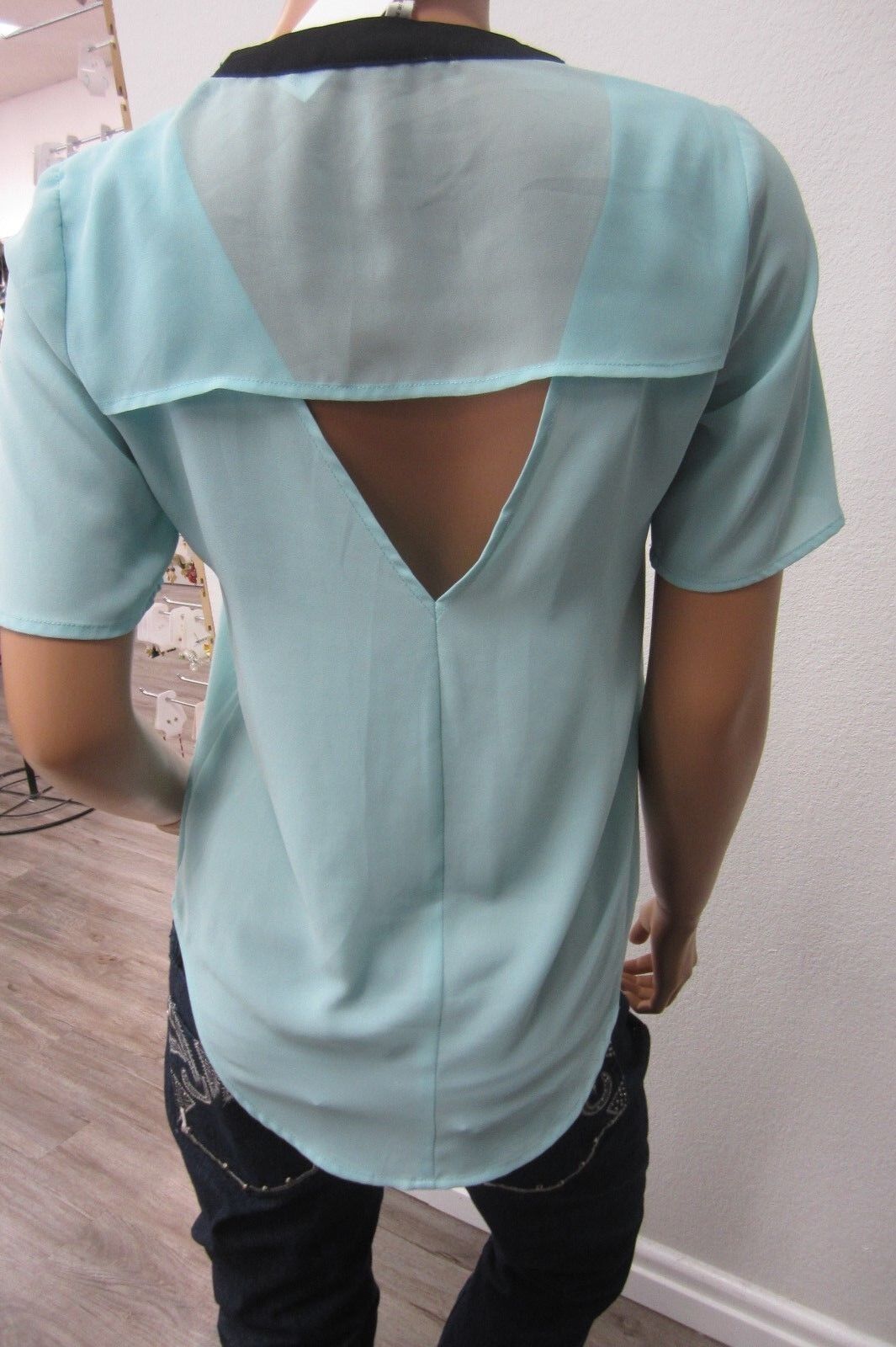 NWT BCBGeneration Women's Semi-Sheer Tunic Top - Open  Back CUTE Size XXS