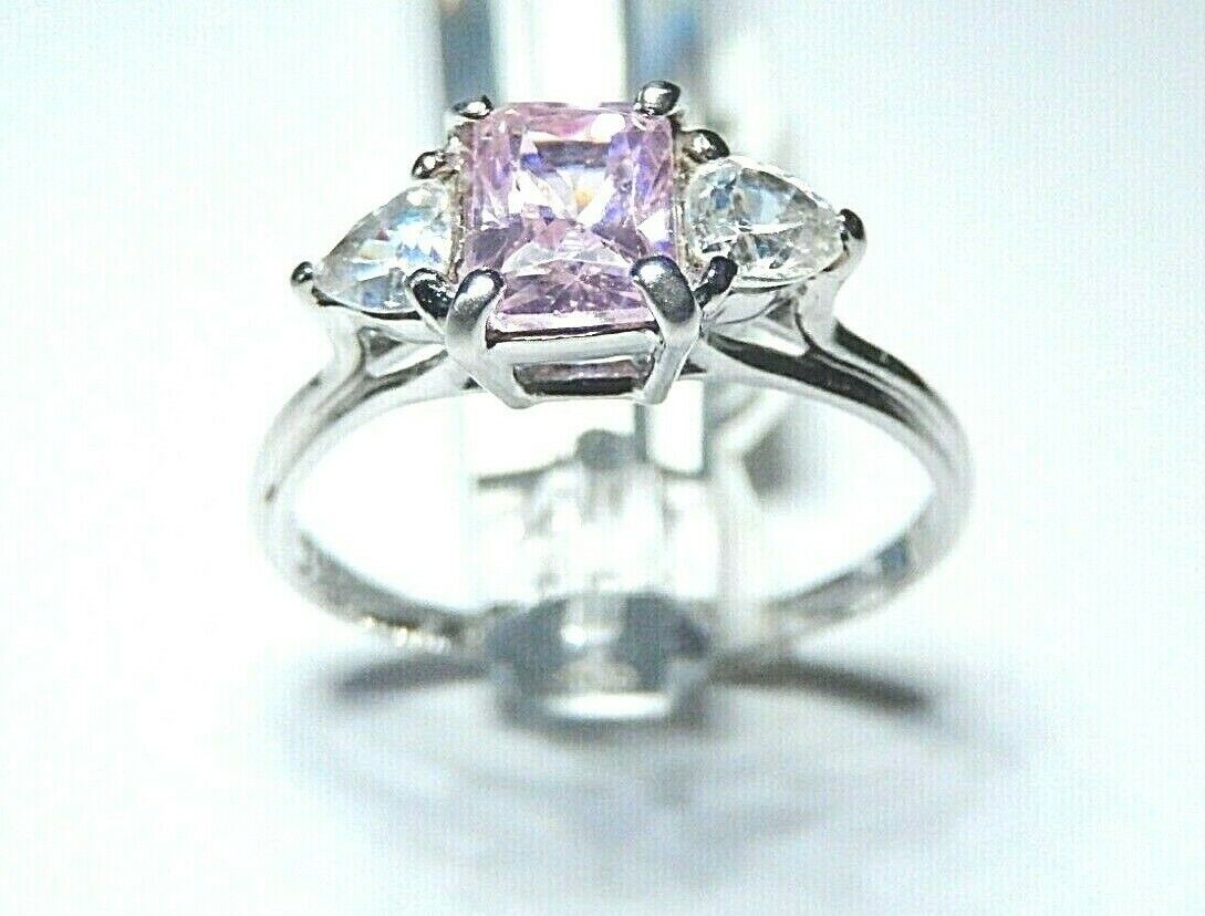 *NWT* 10K WHITE GOLD 1.50CT  PINK SAPPHIRE & DIAMOND RING SIZE 9.5