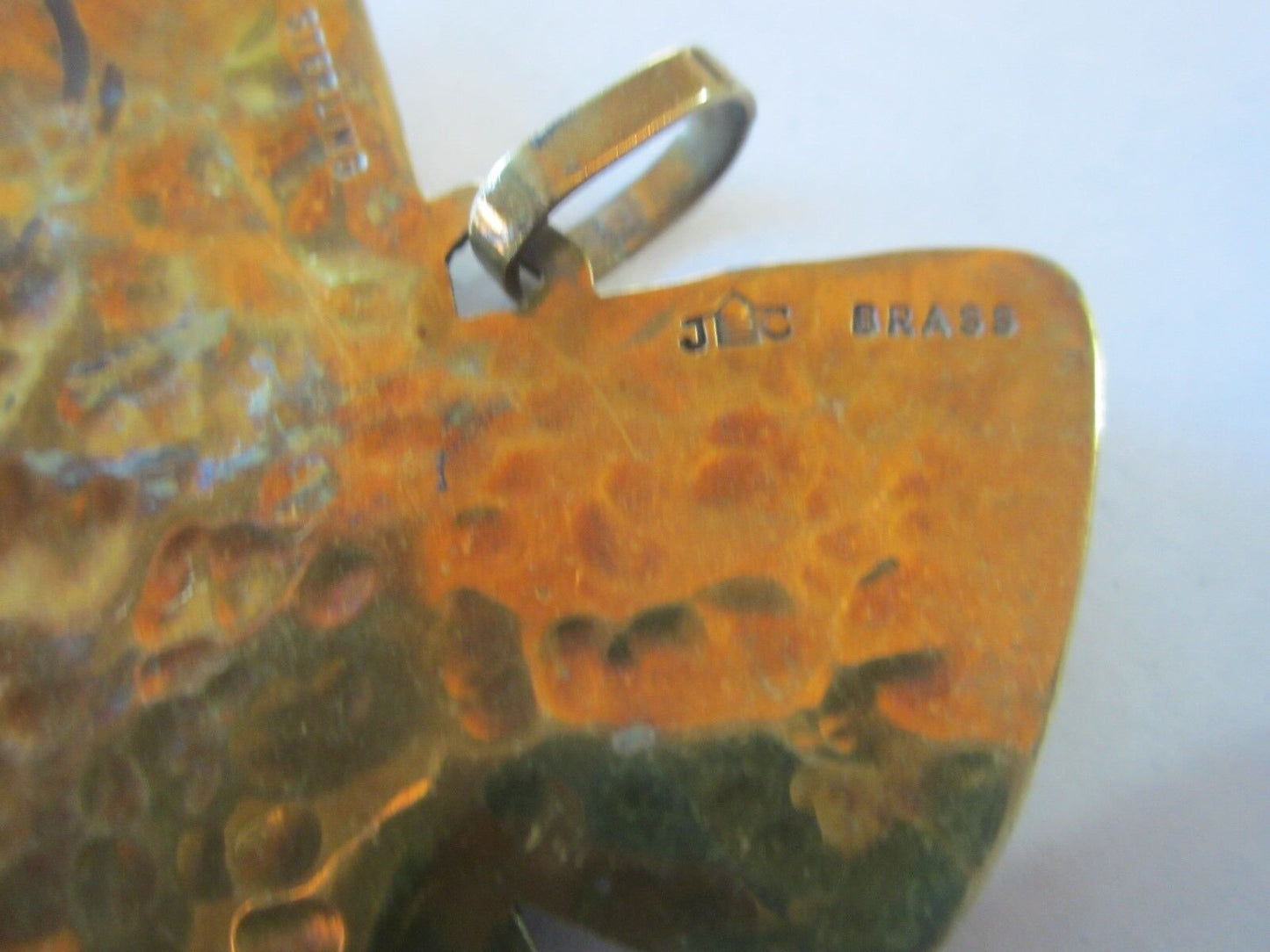 Jeep Collins Retired Sterling Brass Huge Hammered Butterfly Pendant 2-1/4"Long