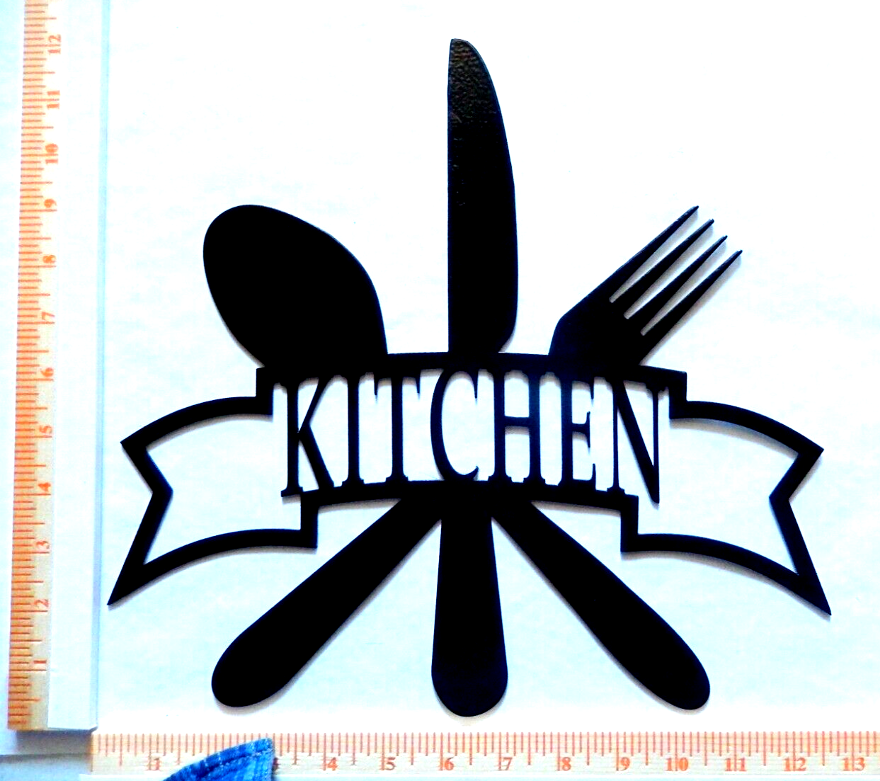 NEW- 14 ga."KITCHEN" -Metal Tableware Dinner Knife Fork Spoon Powder Coated Sign