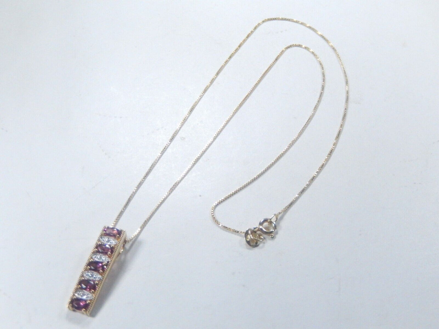 *VINTAGE*  14k Yellow Gold Amethyst and Diamond Pendant w/18" chain