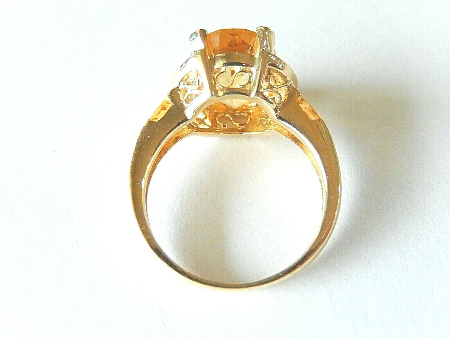 *VINTAGE*  14k Yellow Gold 5.00CT Oval Citrine & Diamond Ladies Ring Size 6.5