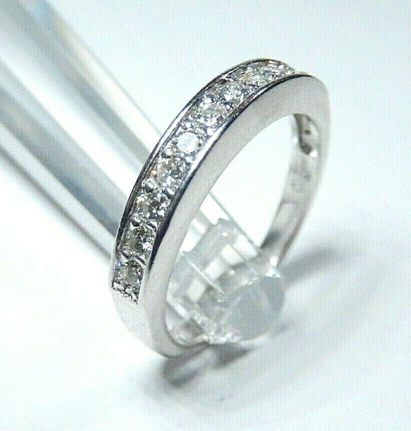 14k White Gold .33ct Natural VS Diamond 3.5mm Wide Band Ring Size 7.25