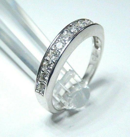 14k White Gold .33ct Natural VS Diamond 3.5mm Wide Band Ring Size 7.25
