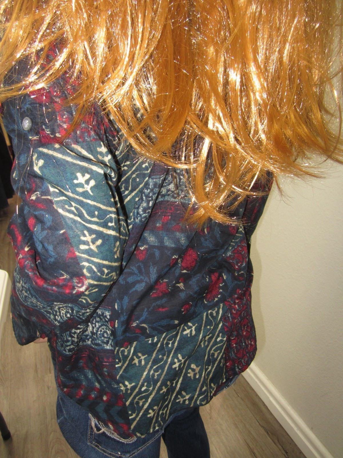 NICE Ralph Lauren Womens Small Design Print Long Sleeve Button Down Shirt Top