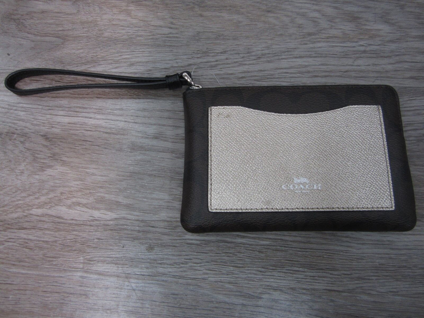 COACH BAG WRISTLET Corner Zip BROWN BLACK PLATINUM F22713 MSRP $85