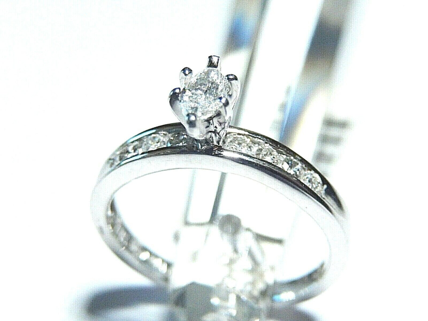 *NWT*  14K White Gold .33CT VS Marquise Natural Diamond Engagement Ring Sz 5.5