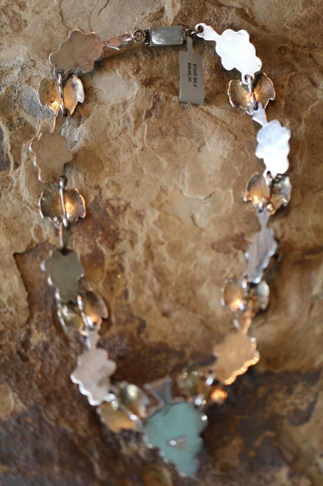 *VINTAGE* Taxco Mexico Sterling Silver Grape Vine Necklace Hand Made Signed 17"