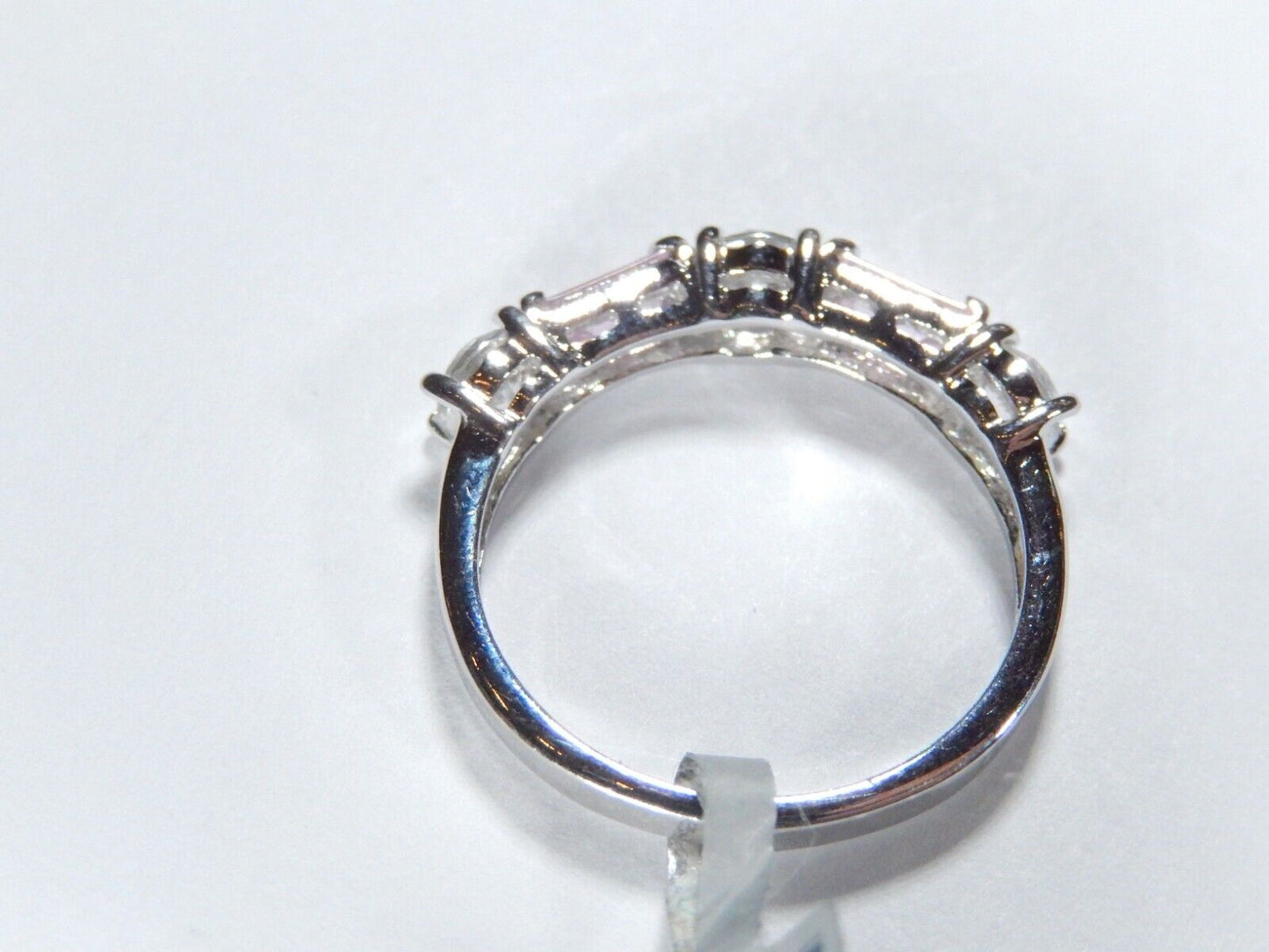 *VINTAGE* Sterling Silver 1.25 CT Pink and White CZ Band Ring Size 7