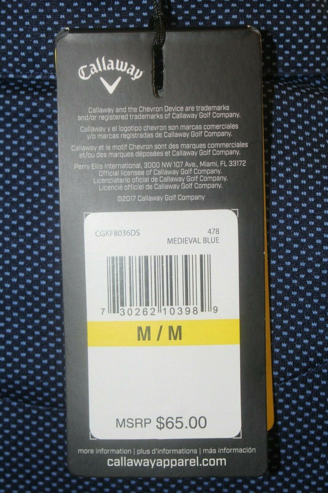 *NWT* $65. Callaway Opti-Dri Swing Tech Short Sleeve Golf Polo Shirt Men's Med