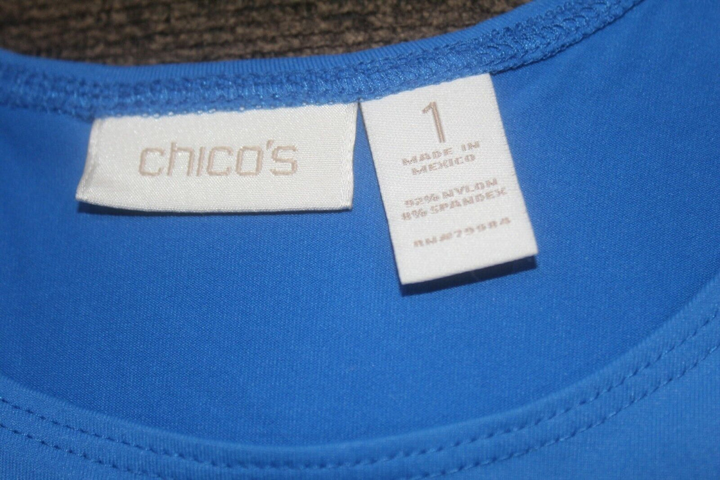 Chico's Women's Blue Shell Sleeveless Blouse Size 1  Cami Tank Top Shirt Silky