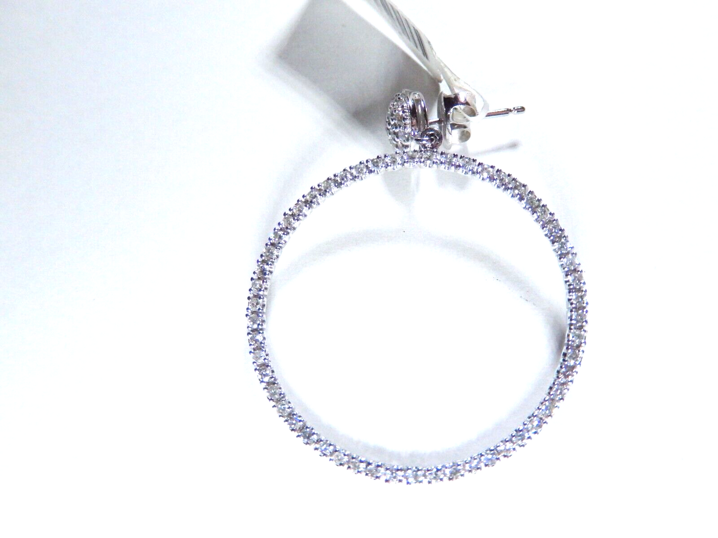 *NWT* 14K White Gold LARGE 32mm 1.50Ct Round 150 VS NaturalDiamond Hoop Earrings