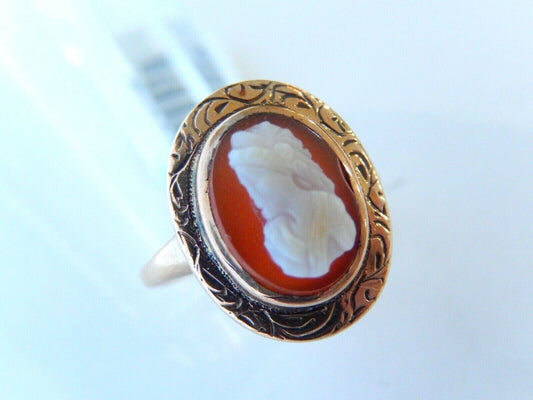 *VINTAGE*  10k Yellow Gold Cameo Ring Size 4.25