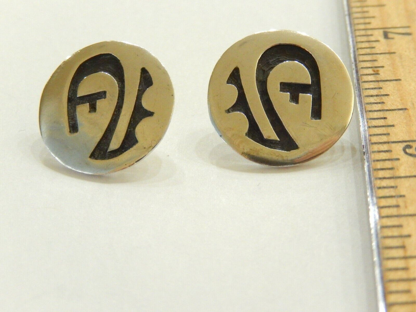 Native American Navajo Sterling Silver Handmade Button Style Earrings