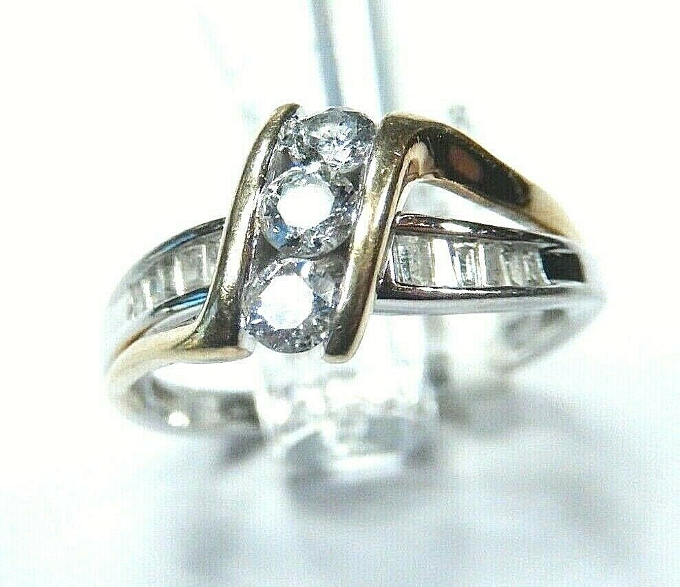 *VINTAGE* 10k Solid Yellow & White Gold Diamond  Wedding Ring Size 7.5
