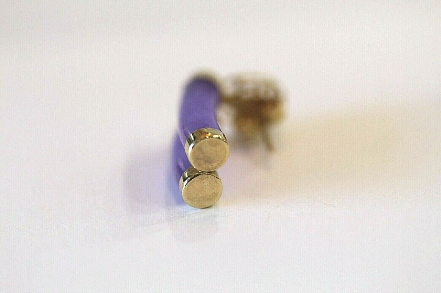 *VINTAGE*  14k Yellow Gold LONGEVITY Chinese Symbol  Amethyst Dangle Earrings