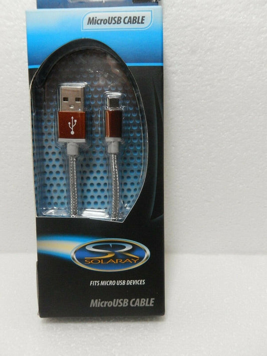 Solaray Micro USB Cable New in Box Braided Wire Copper Color Ends