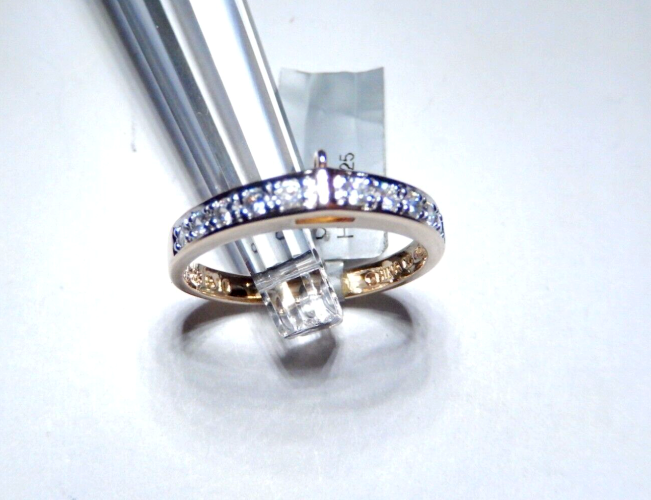 Gold Vermeil 10 Round CZ BAND Sterling Ring Size 10
