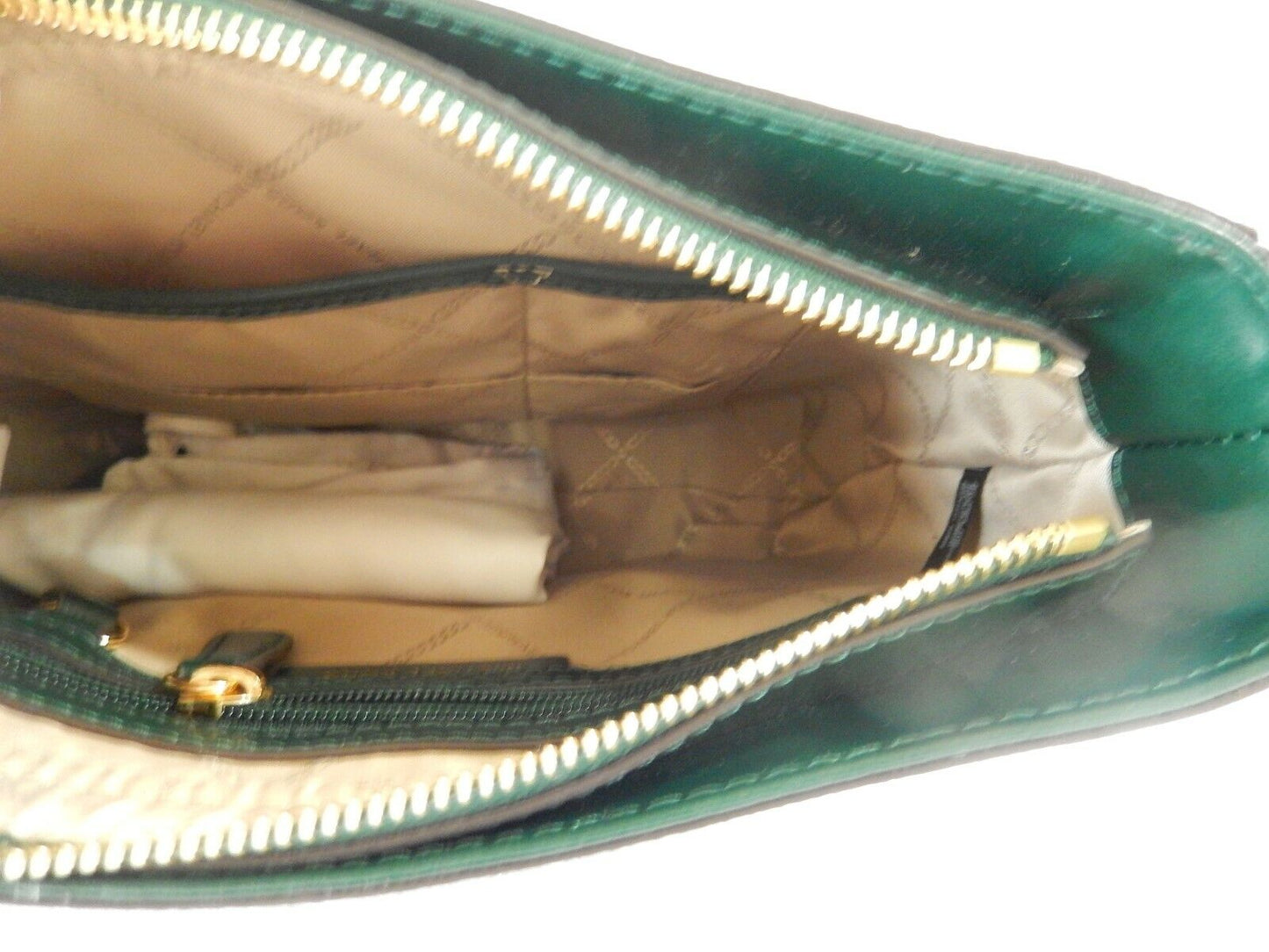 NWT $248 Michael Kors Gloria Signature Racing Green Pocket Swingpack Crossbody