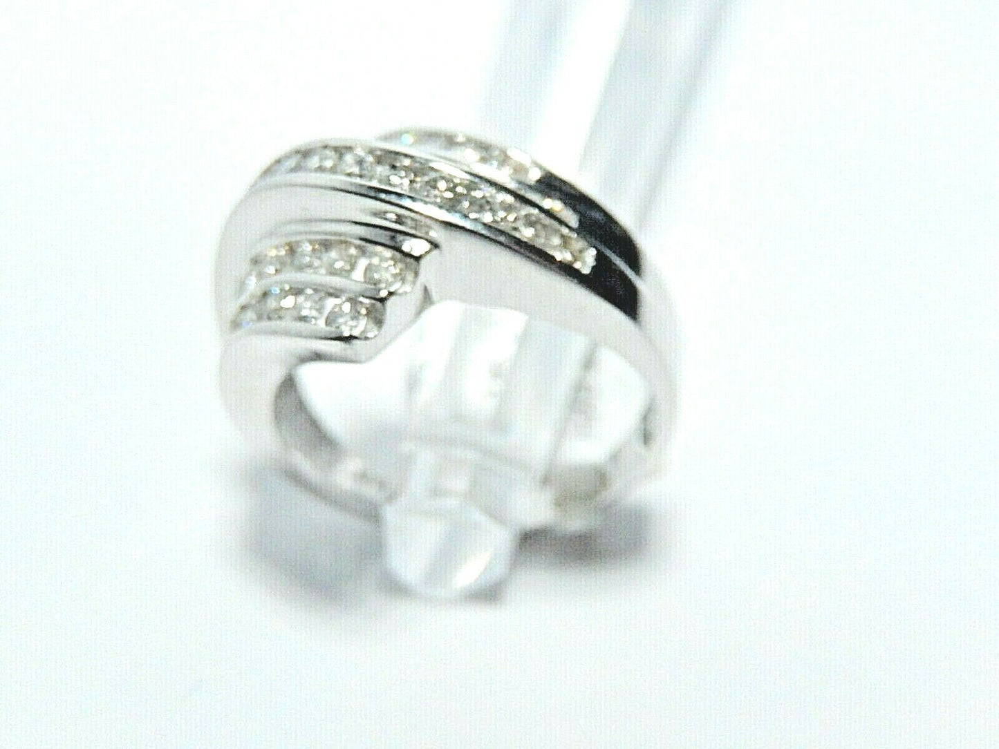 *NWT* 14K White Gold 2/3CT VS Natural Diamond Bypass Ladies Ring  Size 7.75
