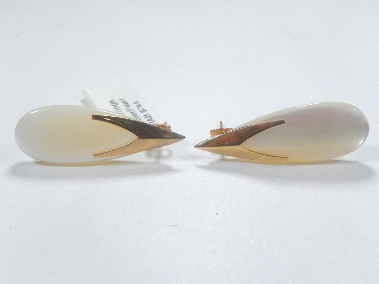 *VINTAGE* 14K Yellow Gold Mother-of-Pearl (MOP) Teardrop Dangle/Drop Earrings