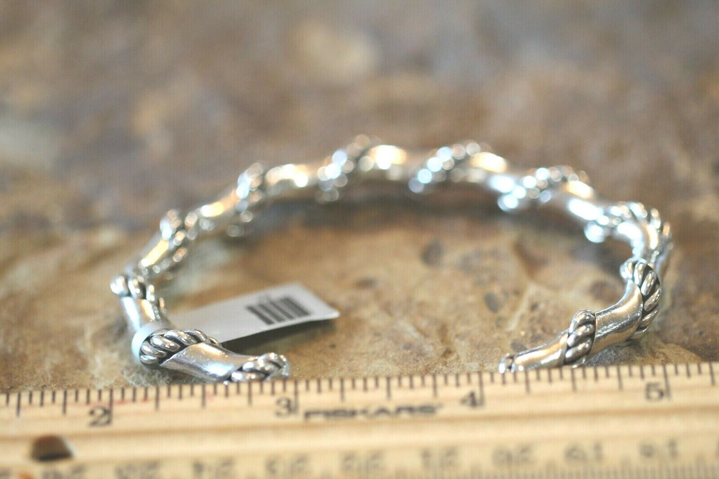*VINTAGE*  HEAVY BOHO CHIC Sterling Silver Cuff Twisted Rope Braided Bangle 40gm