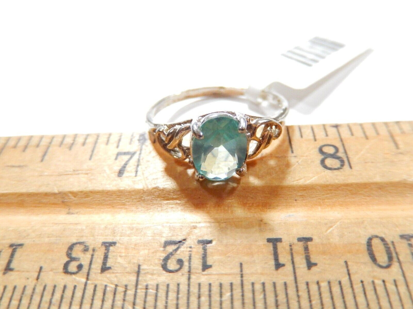 *VINTAGE* 1.25 CT Natural Blue Topaz Solid Sterling Silver Filigree Ring Sz 7.5