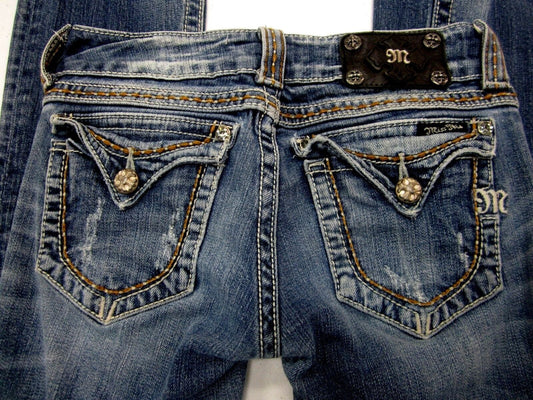 NICE Miss Me Boot Cut Jeans  JPW5078 Medium Blue Flap Pocket Size 26 x 32